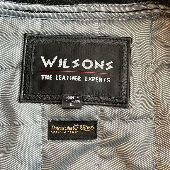 Vintage Wilson’s Leather Jacket Zip Up Black Genuine Leather Large unisex Y2K - Picture 10 of 15